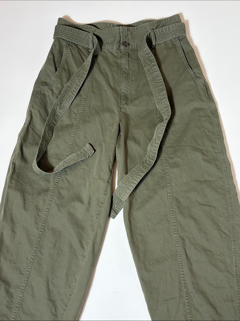 GAP Khakis Olive Green Tie Waist Ankle Pants Women’s Size 8 - Picture 5 of 5
